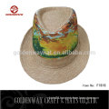 Custom Printed Beige Color Fedora hats For Men